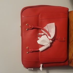 Levenger Red Leather Laptop/Carryall Bag New